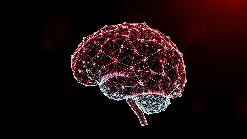 Abstract visualization of a neural network interacting with